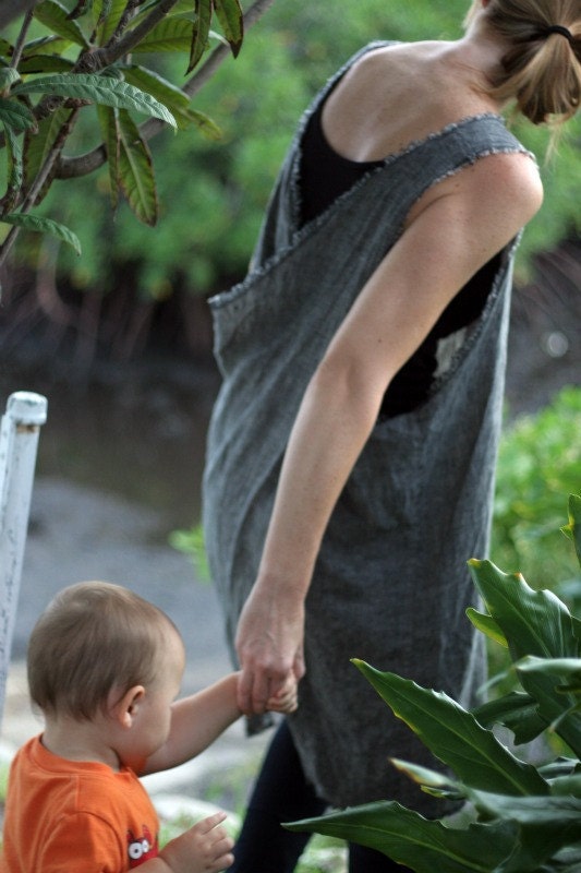 Gray Linen Pinafore