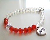 Fertility Tracking Bracelet - Clear Quartz, Red Carnelian, Moonstone
