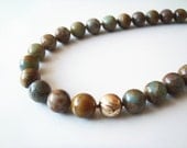Geologic Marble Necklace - Blue Brown Swirl Serpentine