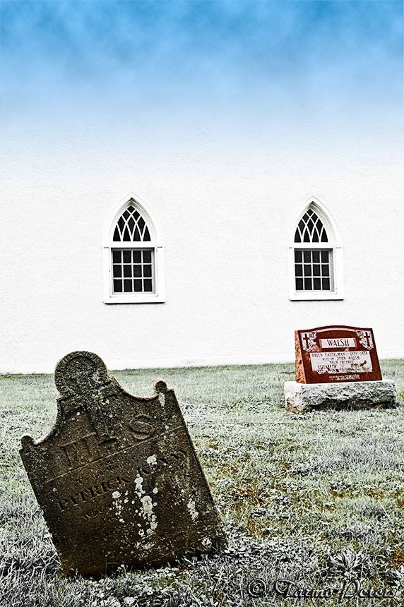Church Cemetery Photo Art Print, Fantasy Photography, 8.5x11 Made to Order Print