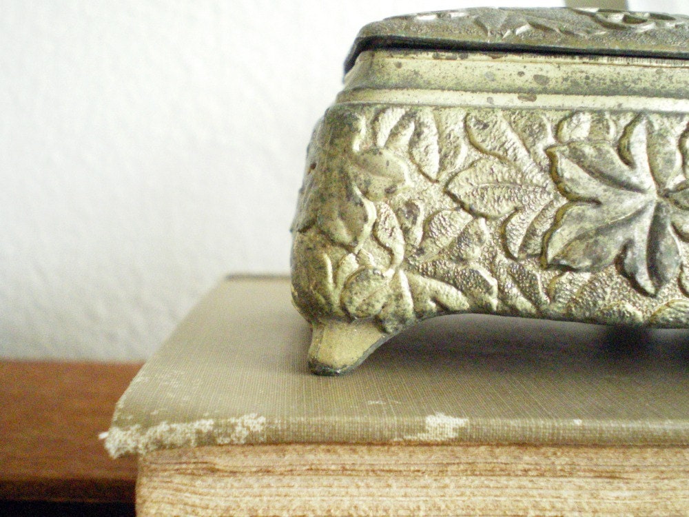 antique vintage metal jewelry box