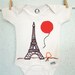 ORGANIC onesie- Eiffel Tower, Balloon