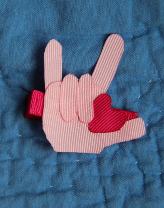 Items similar to Pink Ribbon American Sign Language I LOVE YOU and