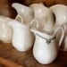 vintage ironstone pitcher by Albert Pick & Co, cute small size with greek border pattern