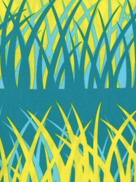1/2 yd. hot house, grasses - turquoise