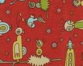 1/2 yd. garden friends - love birds, rust (jay mccaroll)