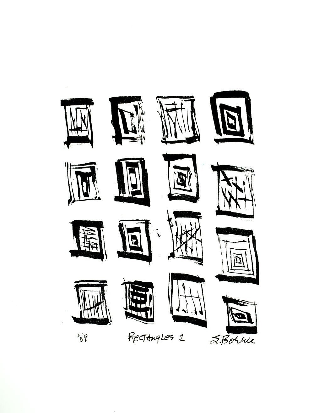 Archival print of original india ink drawing - Rectangles 1