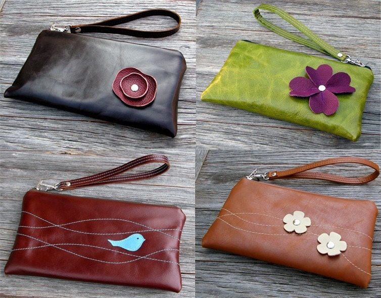 Design Your Own - Leather Wristlet Wallet with detachable strap