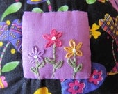 Hand embroidered jewelry or cosmetic purse