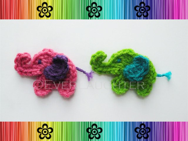Elephant Applique - 2 Styles - CROCHET PATTERN