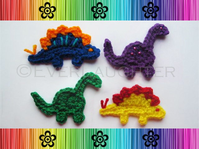 Bronto and Steggy the Dino-Rawrs Applique - CROCHET PATTERN