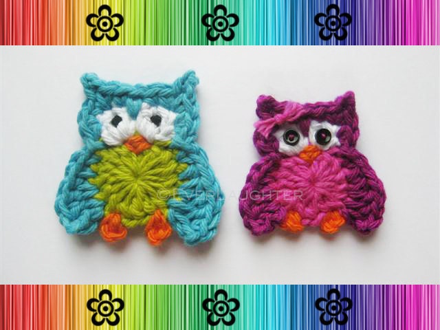 CROCHET PATTERN - Oliver and Olivia Owl Applique - Detailed Photos