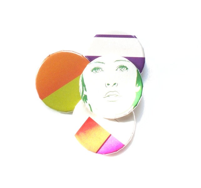 Neon Pop Colorblock Pinback Button Set