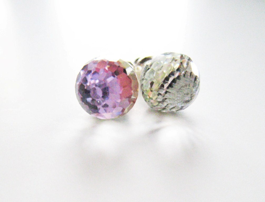 Rainbow crystal earrings. Swarovski earrings. Stud post earrings.