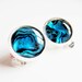 Paua shell earrings Clip on earrings Deep blue shell earrings