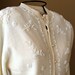 Vintage beaded sweater. 1950's off white beaded cardigan lambswool angora sweater. Nassau Bahamas.