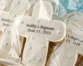 Cross Cookies, Baptism, Communion (12 Personalized Favors, Gift Bagged and Bowed)