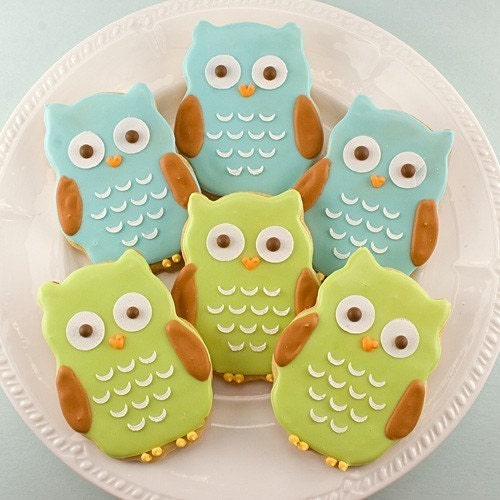 Owl Sugar Cookie Favors - 1 dozen Favors, gift bagged and bowed