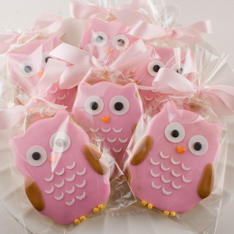 Owl Sugar Cookie Favors (12 favors, bagged and bowed)