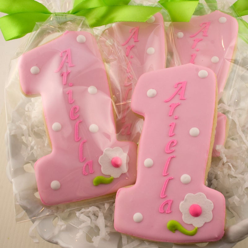 Number One Sugar Cookie Favors (12 cookies, bagged and bowed)
