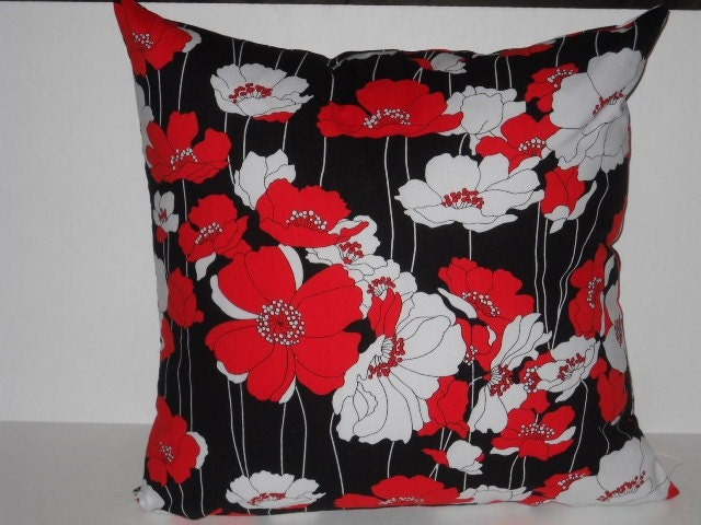 Pillow - Red and White Poppy