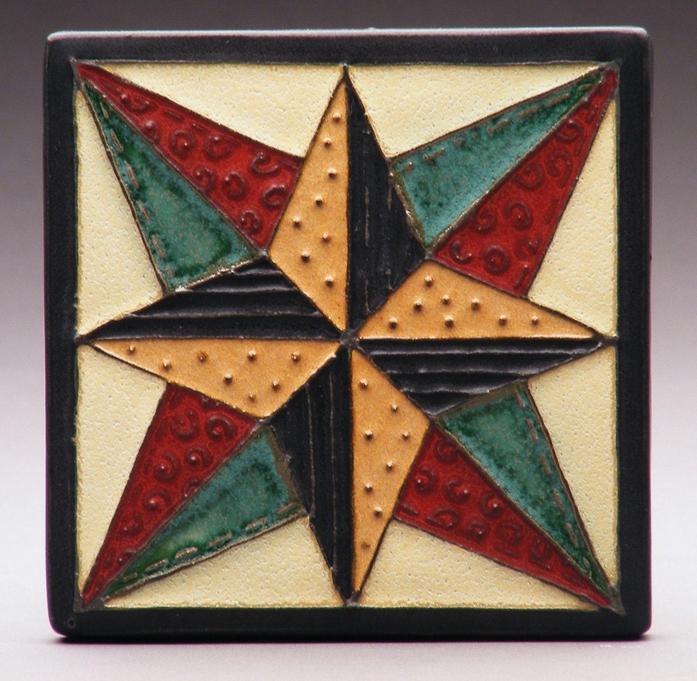 Blazing Star 6x6 - Quilt Block Tiles - Made to Order