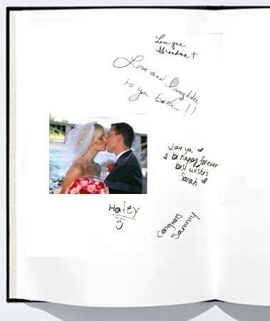 Guestbook FujiFilm Instax 200 or 210 Wide Format  Book for 75 Photos-50 fabrics, 10 Satin Ribbon Colors,  Customized Monogram Card
