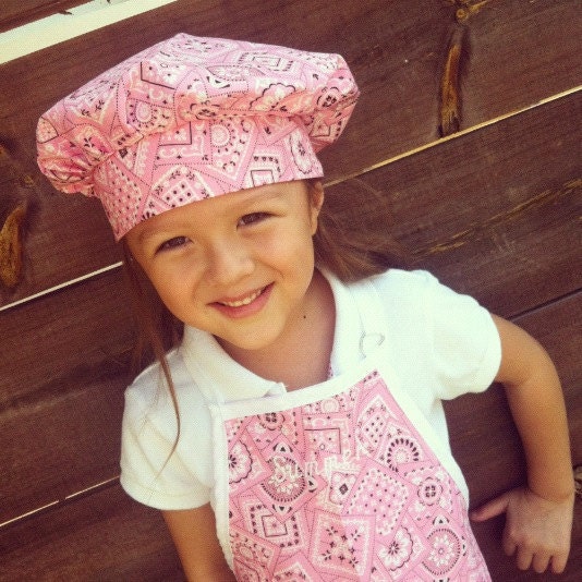 Pink Paisley Cowgirl Child Apron and Chef Hat