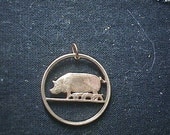 Pig and Piglets Irish Cut Coin Necklace eire Ireland
