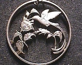 Jamaican Hummingbird Cut Coin Necklace 25 cent coin from Jamaica