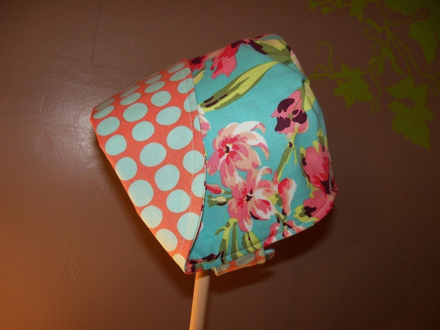 BLISSFUL BOUQUET, a reversible flip-me-back sun bonnet, in lush corals and aqua, from Bella Sol Bebe