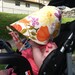 The Tropicana Bonnet, new for Summer 2012, a reversible bonnet in warm yellows and oranges