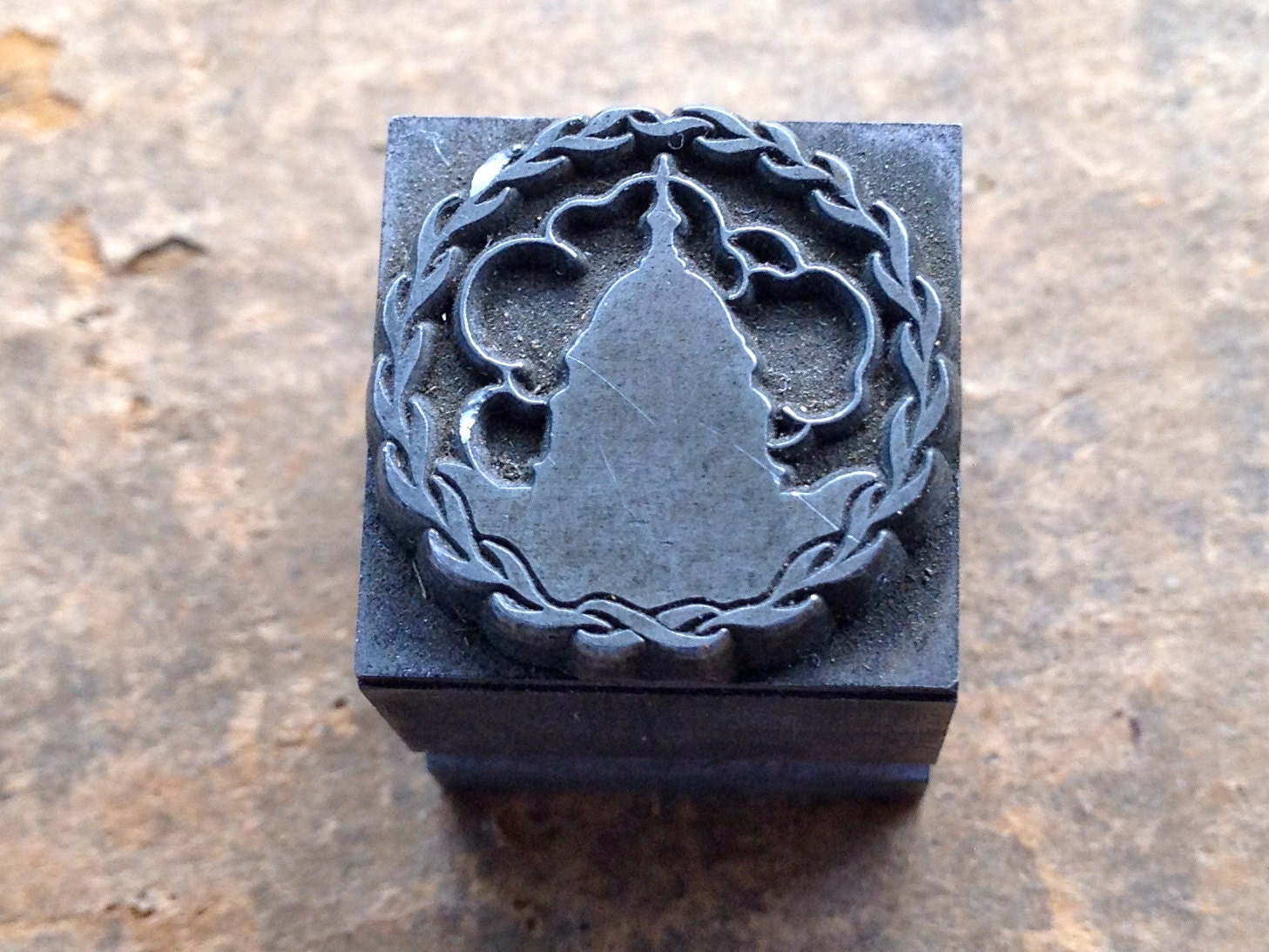 Vintage Metal PRINTERS BLOCK - Capitol Building