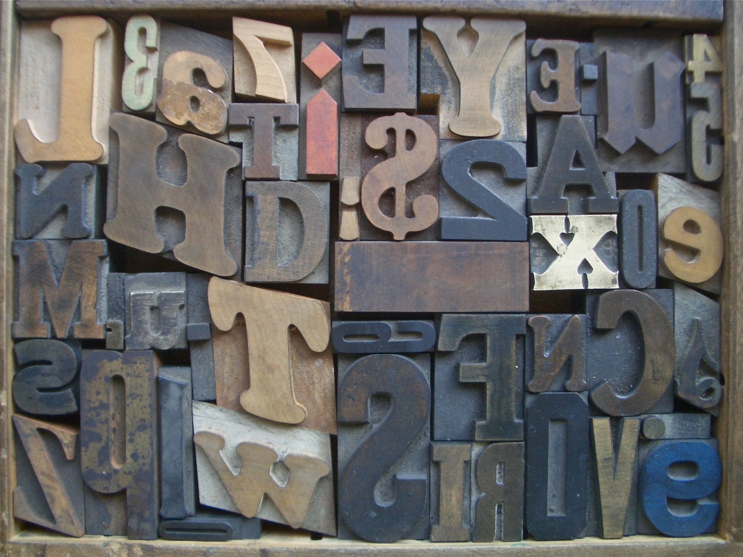 Antique Letterpress Printers WOOD TYPE Mix 47 Pieces