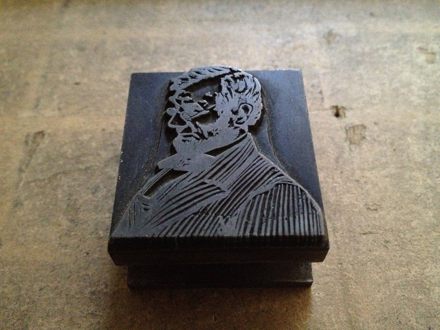 Antique All Metal PRINTERS BLOCK - President Abraham Lincoln