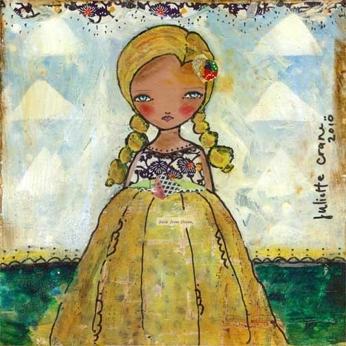 Whimsical Mixed Media - 8x8 inch Limited Edition Print of the Original Mixed Media Painting Fresh From The Ocean by Juliette Crane