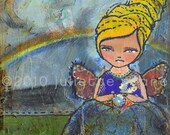Whimsical Mixed Media- 8x8 inch Print of a Reproduction of the Original Mixed Media Painting Always A Reflection by Juliette Crane