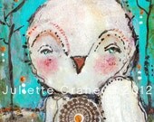 Owl Art Print - 8x8 inch Print of a Reproduction of the Original Mixed Media Painting Kindness by Juliette Crane