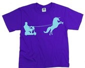 Funny Unicorn Tee Scooter Youth Tshirt Blue