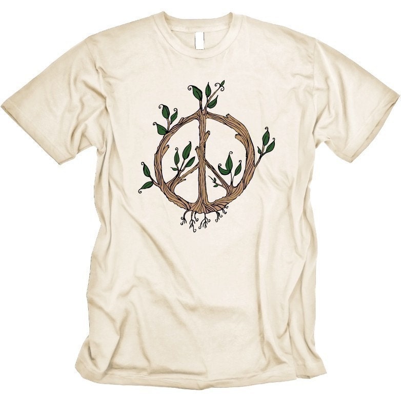 Peace Symbol T-Shirt Leaves Graphic Tee MENS