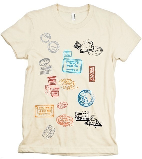 World Stamps Tshirt Geography Graphic Tee WOMENS Shirt