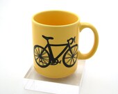 Bike mug bicycle mug large yellow, great gift for dad