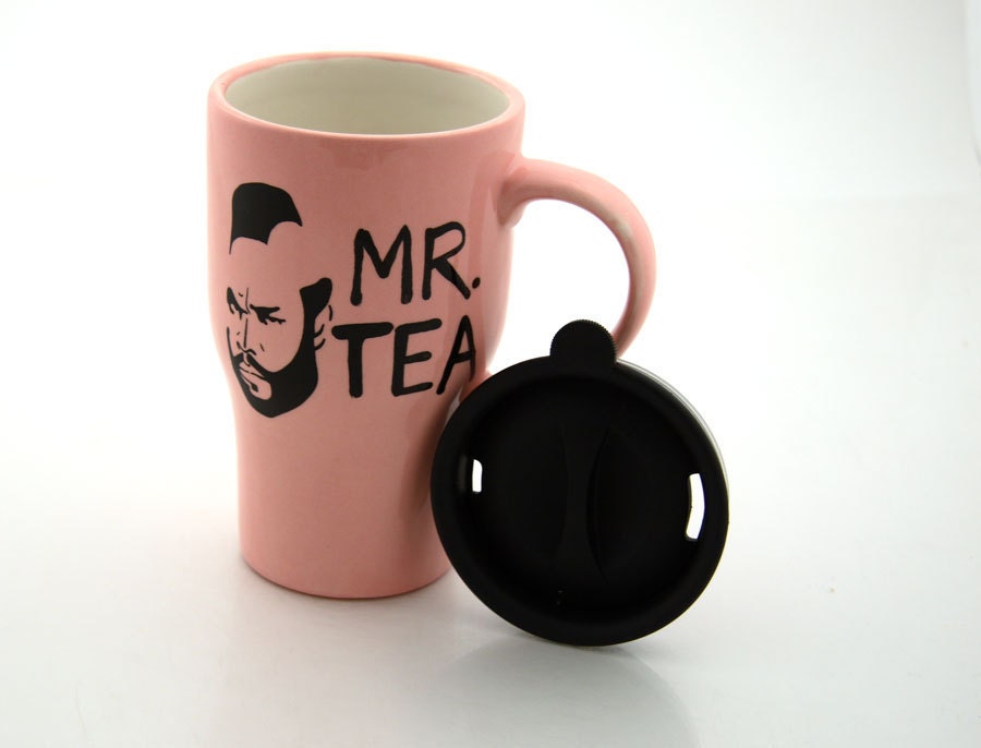 Pink Mr T Tea Ceramic Travel Mug