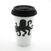 Octopus Travel Mug , personalized, Double Walled Porcelain, ceramic with Lid, Kiln Fired