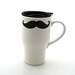 Mustache Moustache Travel Mug with handle Kiln Fired Double Sided