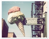 Gelati Ice Cream Photograph / Spring Photography / 8x10 / Boston Art / retro wall décor / pink pastel / Little Italy / whimsical kitsch