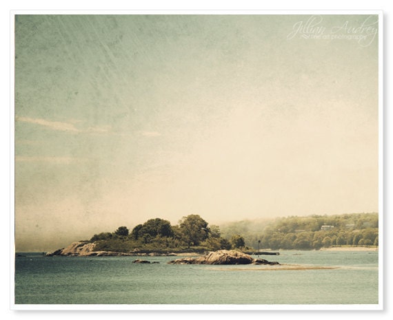 Beach Photography / Nautical Coastal Decor / sea landscape photograph / Blue / Vintage Style / North Shore / Serene minimalist wall art