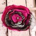 Leopard, Fushia Silk, Tulle and Vintage Rhinestone Hair Flower