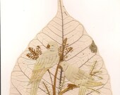 Made in USA, Handmade with dried leaves.  Parrots on a real leaf. No two leaves alike Unique gift