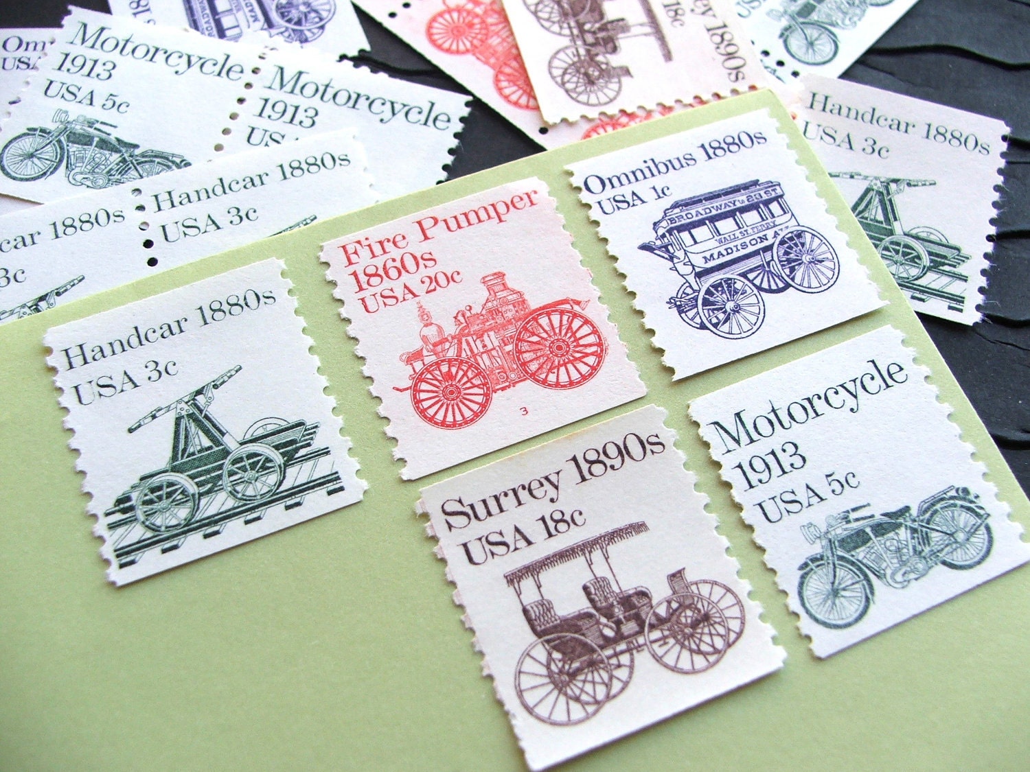 Wheels II .. UNused Vintage Postage Stamps  .. post 5 letters